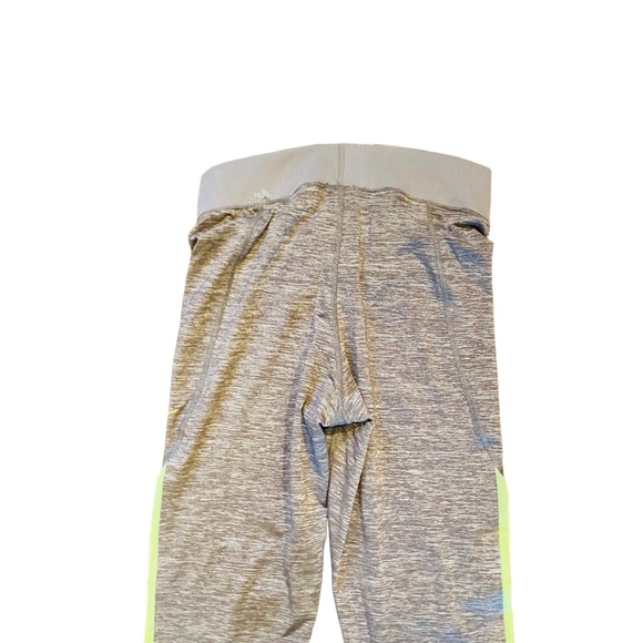 NIKE Hypercool Gray Neon Yellow Nike Pro Athletic Leggings Running Pants - Picture 4 of 6